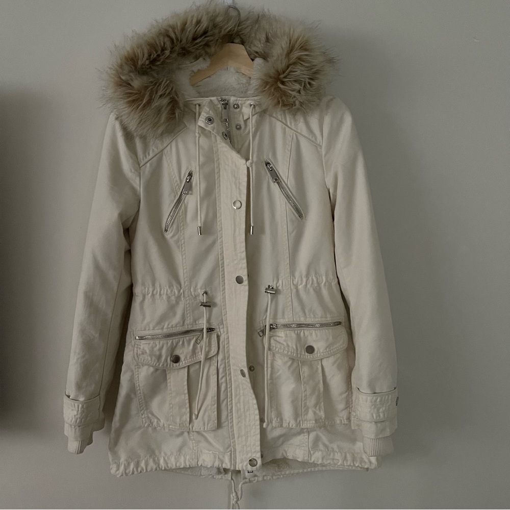 Ever New Melbourne Winter Jacket with removable fur and pockets, US 0